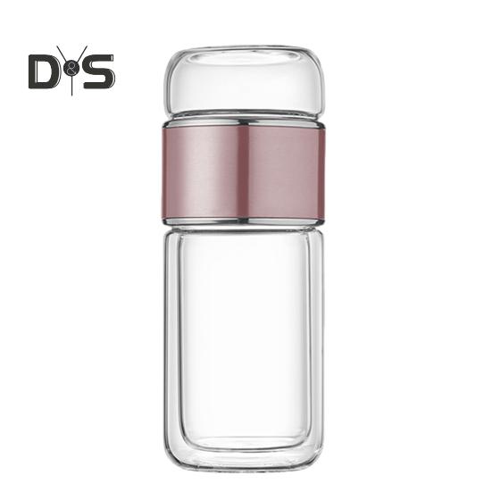 Tee-Ei-Flasche aus Glas, doppelschichtige Isolierung, tragbarer Reise-Teekocher mit Filter, 300 ml, auslaufsicherer Trinkbecher für Aktivitäten im Homeoffice und im Freien