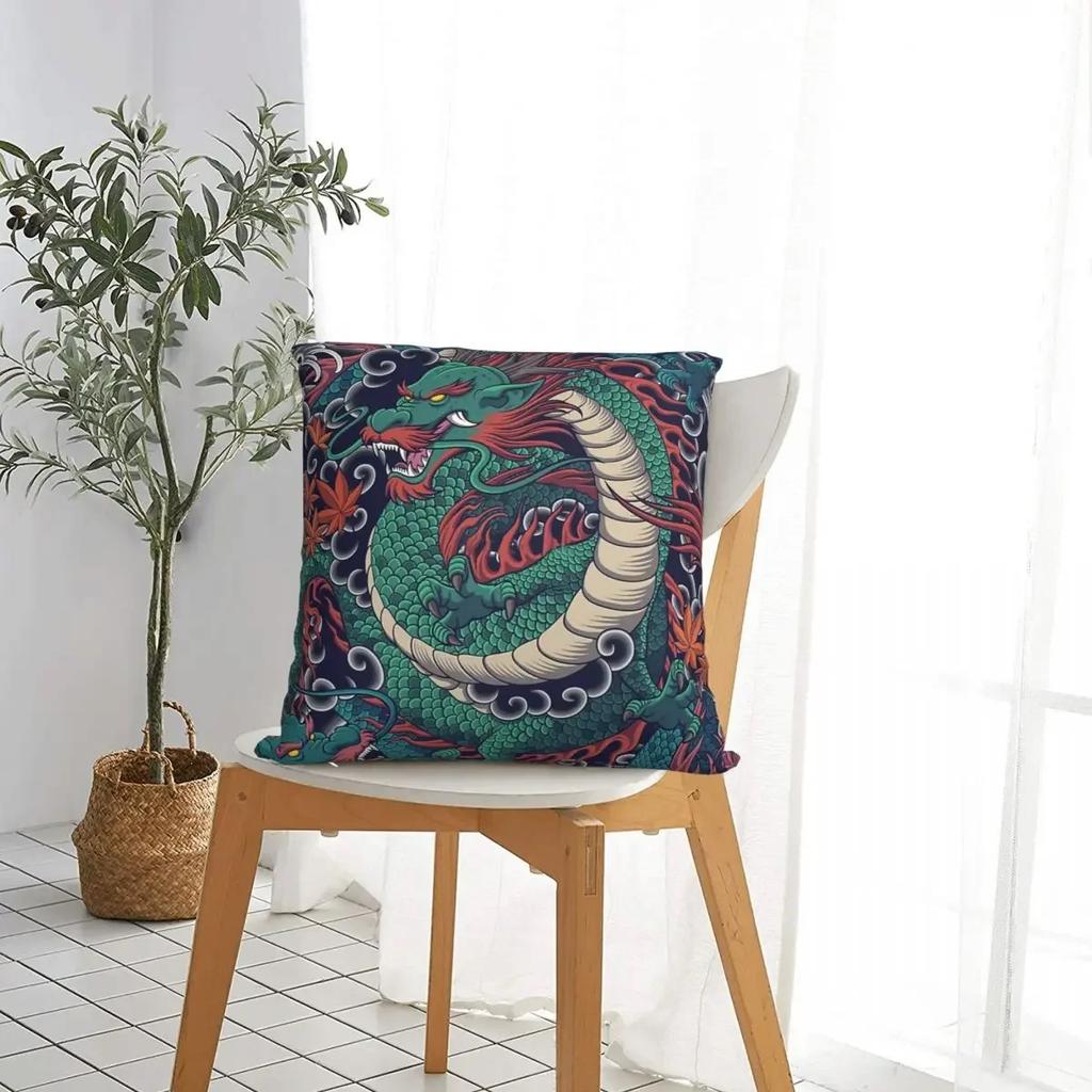 The Mythical Dragon Pattern Polyester Cushion Cover Culture For Bedroom Chair Decorative Soft Hug Pillowcase