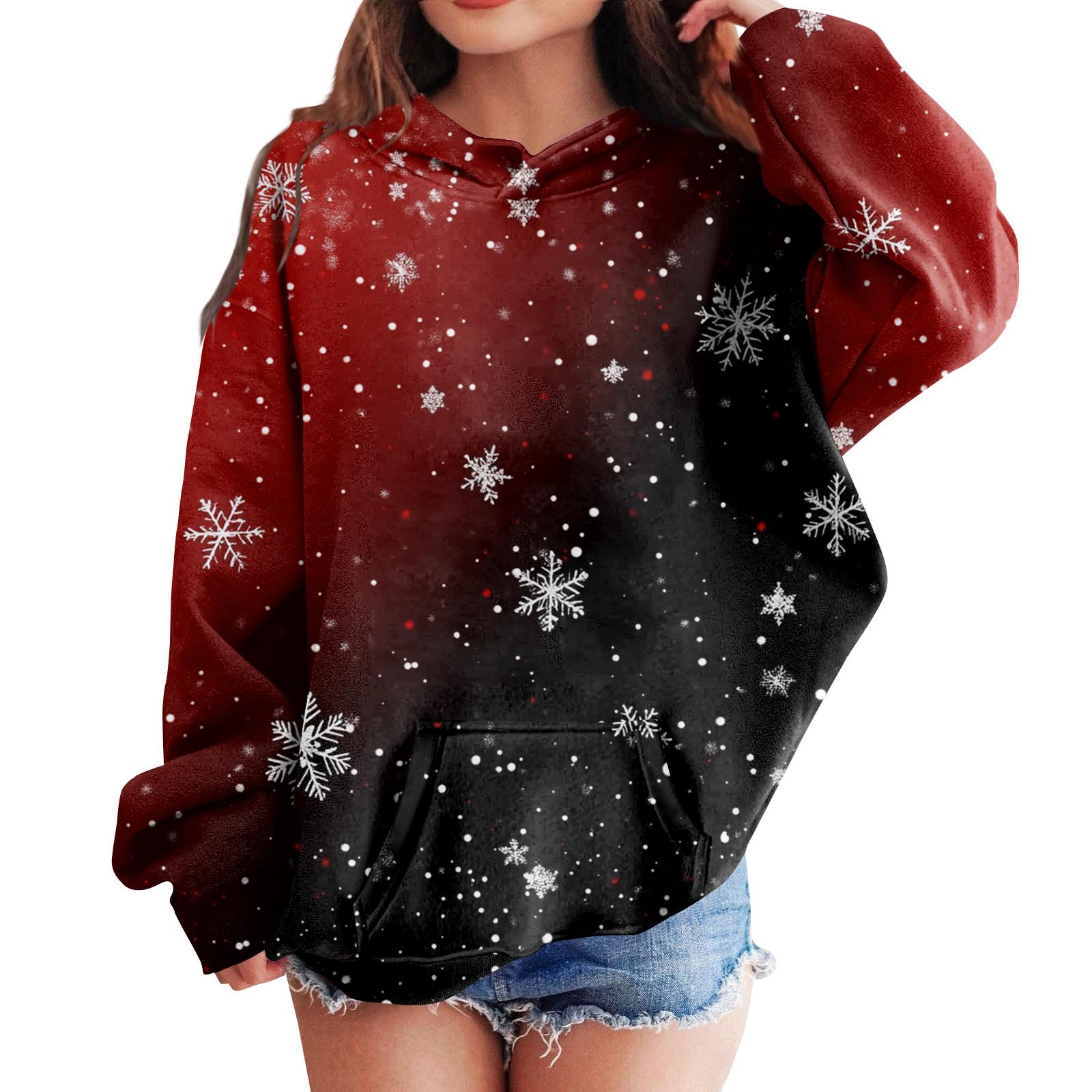 

Толстовки для девочек-подростков, худи с длинным рукавом и кулиской, милые худи оверсайз на Рождество 160