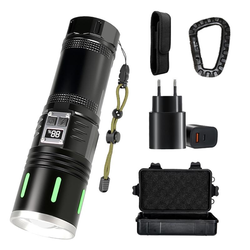 High Power 20W LED Flashlight 1000 Lumens Rechargeable Zoomable Flashlight Outdoor Fishing Camping Emergency Torch Power Bank