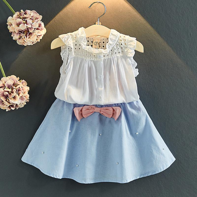 

Girls Summer Eyelet Two-Piece Set: Sleeveless Top & Skirt Size 110