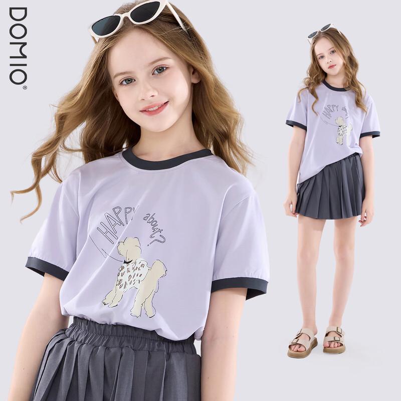 

Duo Miao Wu Girls Cartoon Print Summer T-shirt 150