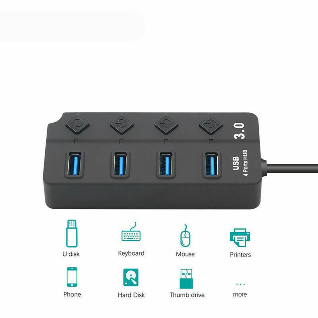 7 4 Port USB 3.0 Hub Multi Splitter Charger Power Adapter Multiple Expander Hubs With Switch For Laptop