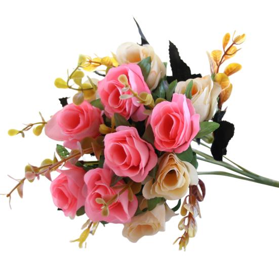 6 Forks 12 Heads Simulated Roses Bright Colors Realistic Appearance Artificial Flowers Photo Props Home Decor