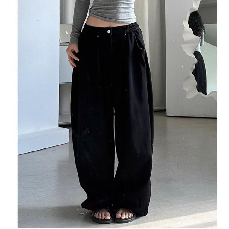 American Retro Sports Pants, Sweatpants, Men's And Women's Spring Lazy Drape Mopping Trousers, Loose And Versatile Wide-Leg Casual Pants