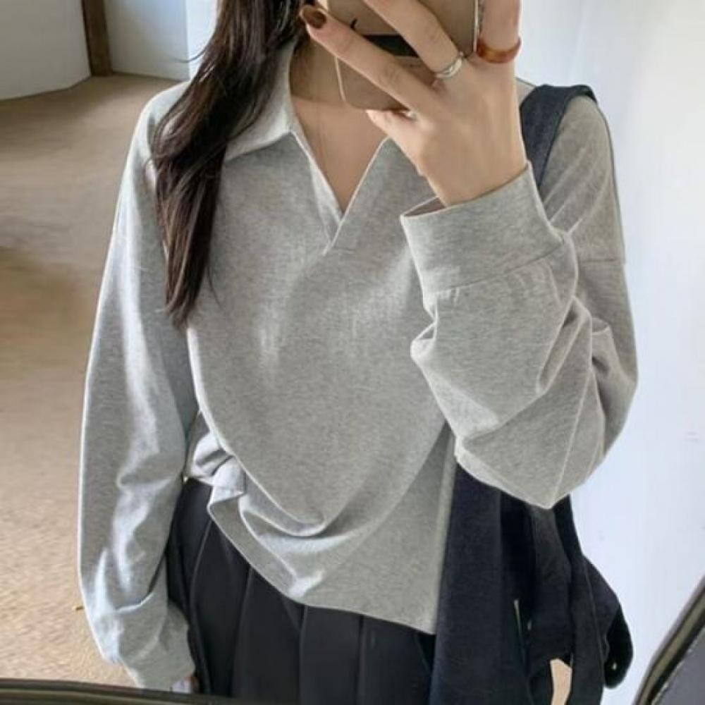 Navava Loose Fit Collar Long Sleeve Sweatshirt Nt3208