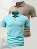 2 Pcs Men's Polo Shirts - Short Sleeve Casual Polo T Shirt Color Block & Stand Collar Slim Fit Golf Shirts