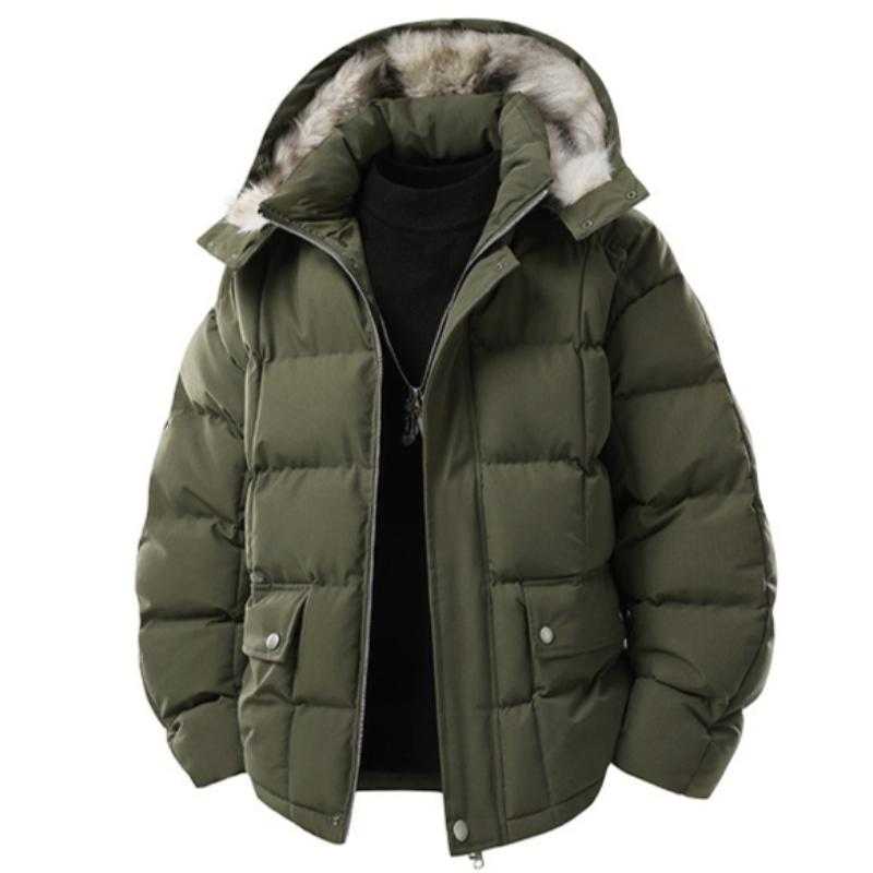 Winter Men's Detachable Hooded Fur Collar Short Loose Versatile Warm Jacket