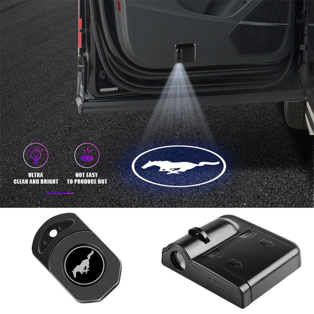 AACC1 1PCS Car Door Projector HD Wireless Welcome Light For Ford F250 ST Racing Focus 2 Mustang Mondeo Fusion Escort Badge Accessories