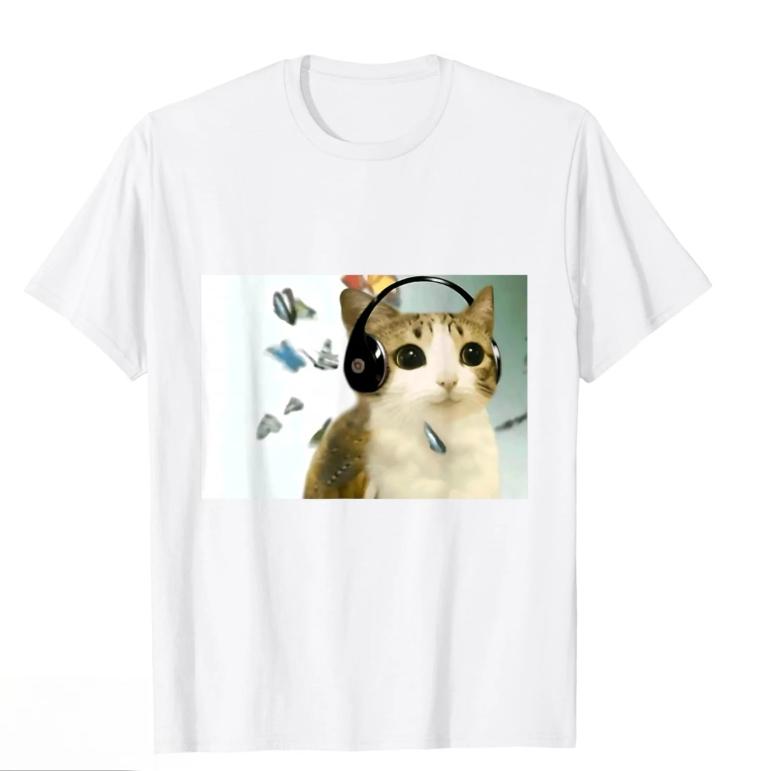 

Cat TShirt Korean Style Versatile Retro Humorous Print Fashion Casual Short Sleeve Top Gothic Y2k Clothes for Women Unisex Black 4XL