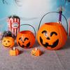 Halloween Decorative Pumpkin Light Plastic Holder Portable Storage Bucket with Handle For Indoor Outdoor Use
