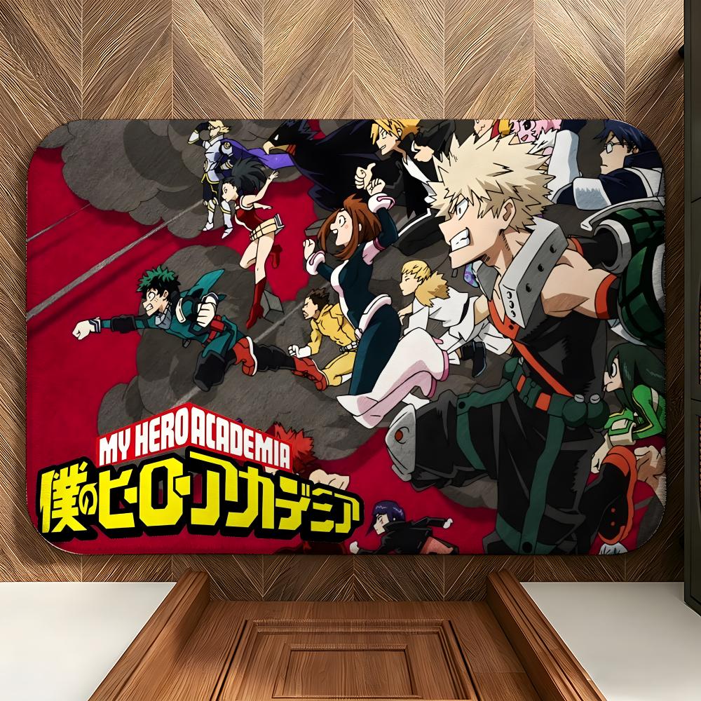 anime M-My Hero A-Academia Floor Mat Soft Flannel Floor Mat Suitable for Entryways, Living Rooms, Bedrooms, and Bathrooms