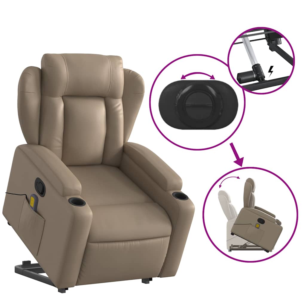 Recliner with Lift Function Cappuccino Faux Leather