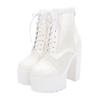Fashion 15CM Summer Ankle Boots For Women High Heel Shoes Model Party Lace Up Wedding Shoes For Women Bride White Rubber Sole