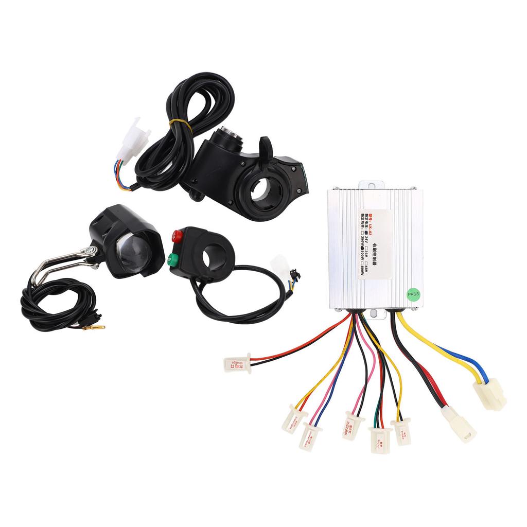 Electric Bike Conversion Kit 24V 500W Brushed Controller Thumb Throttle Headlamp and Switch for Scooters