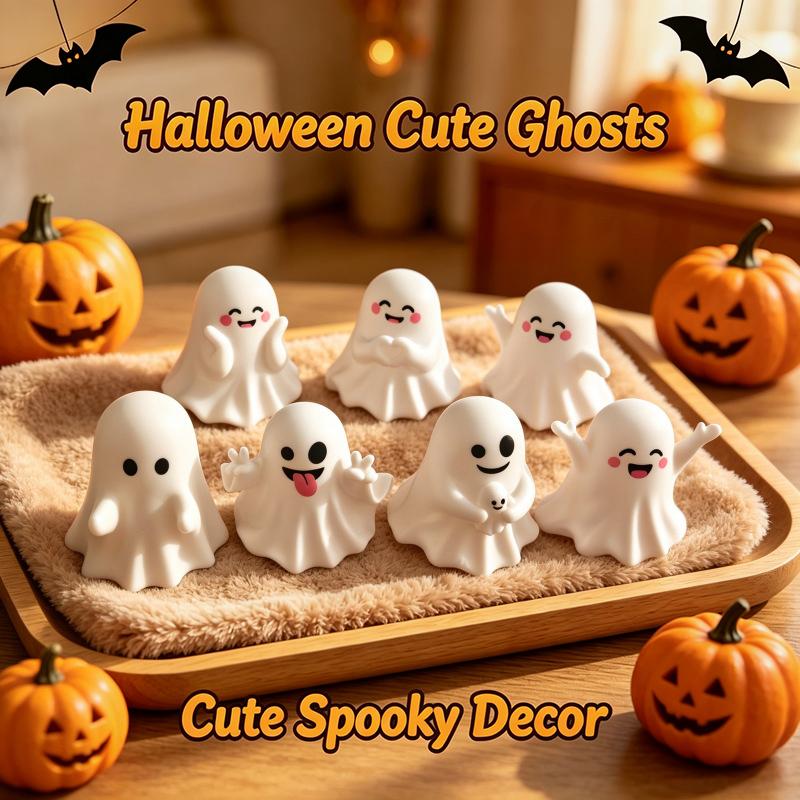 1/6Pcs Adorable Mini Ghost Figurine Soft PVC Lightweight Ornament for Kids Desk Bedroom Decoration Gift