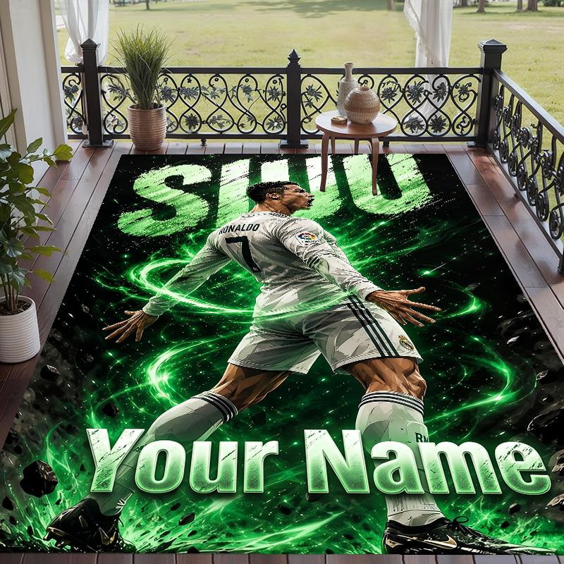 Custom Text Printed Rug Cristiano Ronaldo Non Slip Floor Carpet For Home Room Decor