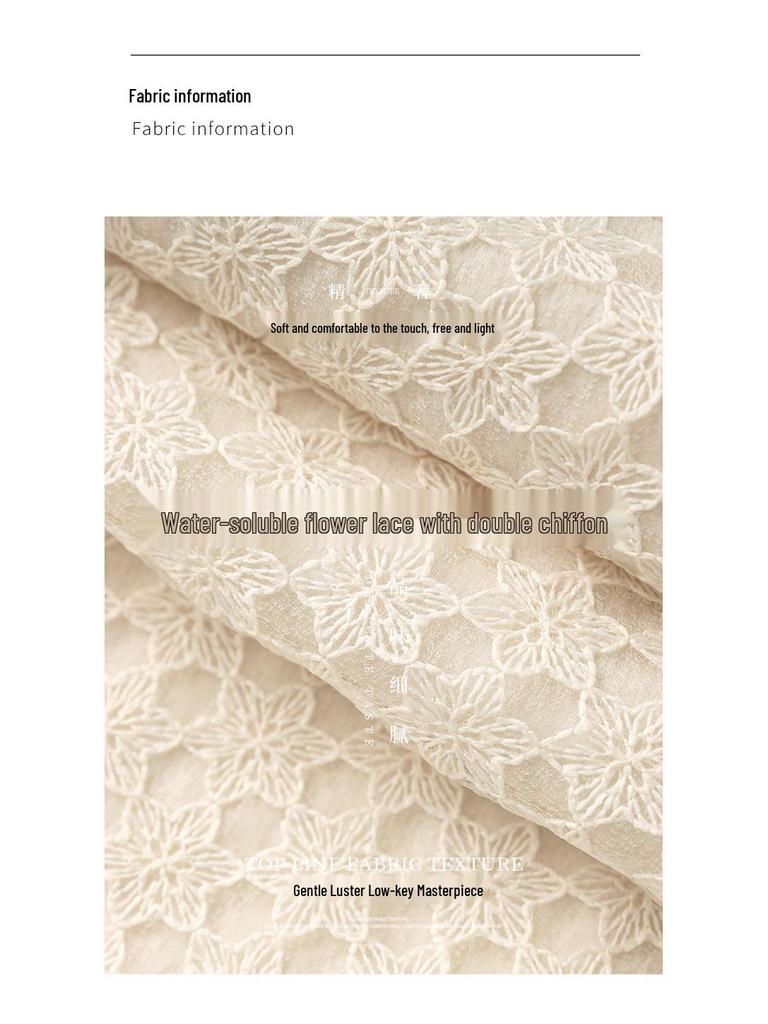 French Quiet Luxury Water-Soluble Lace-Chiffon Pleated Summer Dress