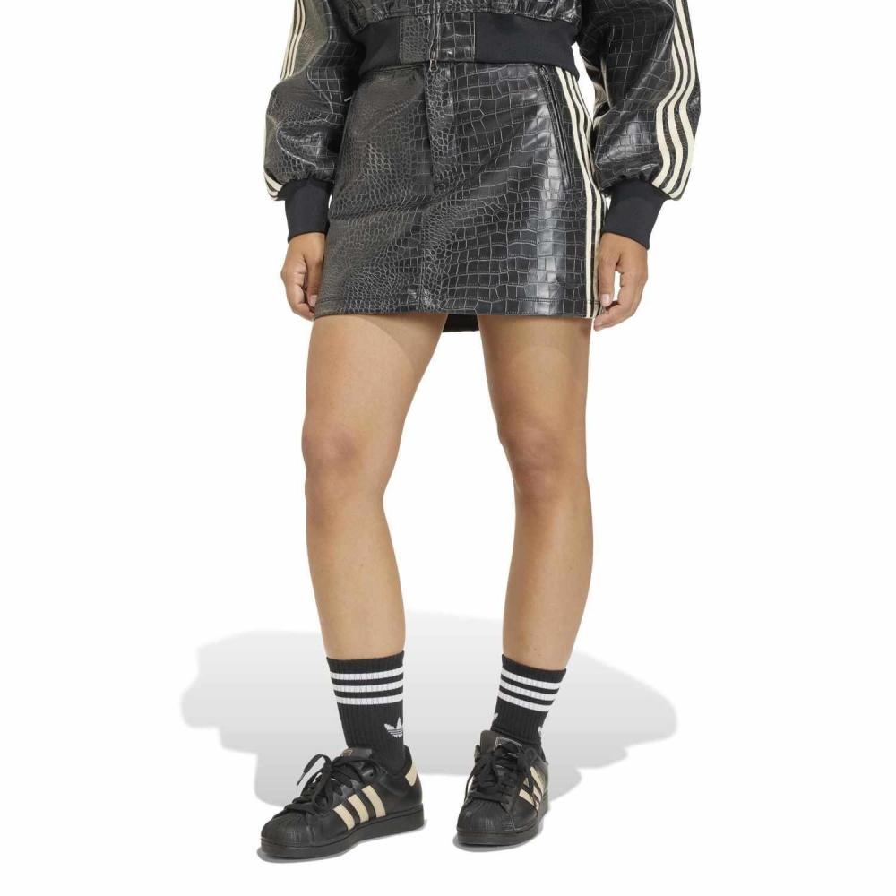 Мини-юбка Adidas W из искусственной кожи Ke5034 Черная S