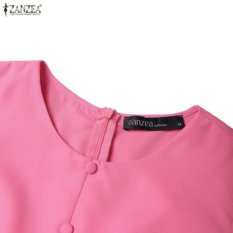 ZANZEA Women Print Patchwork Summer Casual Short Sleeve Dress