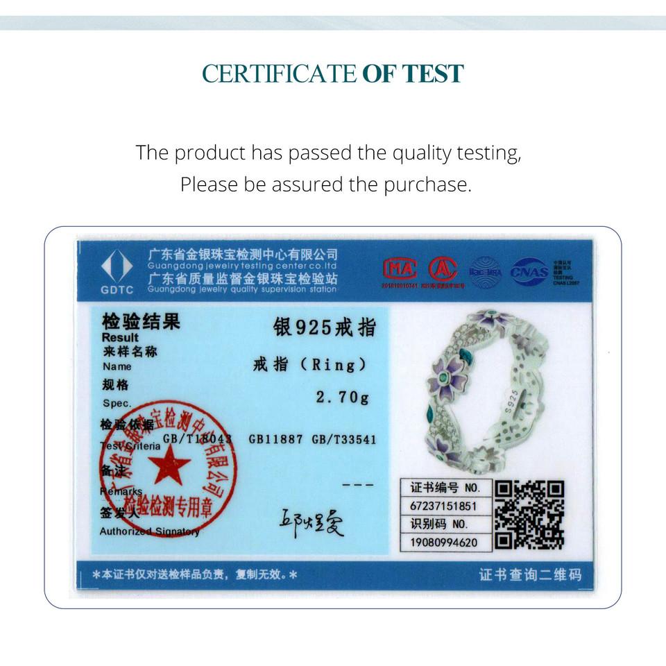 BAMOER 925 Sterling Silver Purple Wreath Ring Flower Finger Ring Original Design Fine Jewelry Gift for Women Party