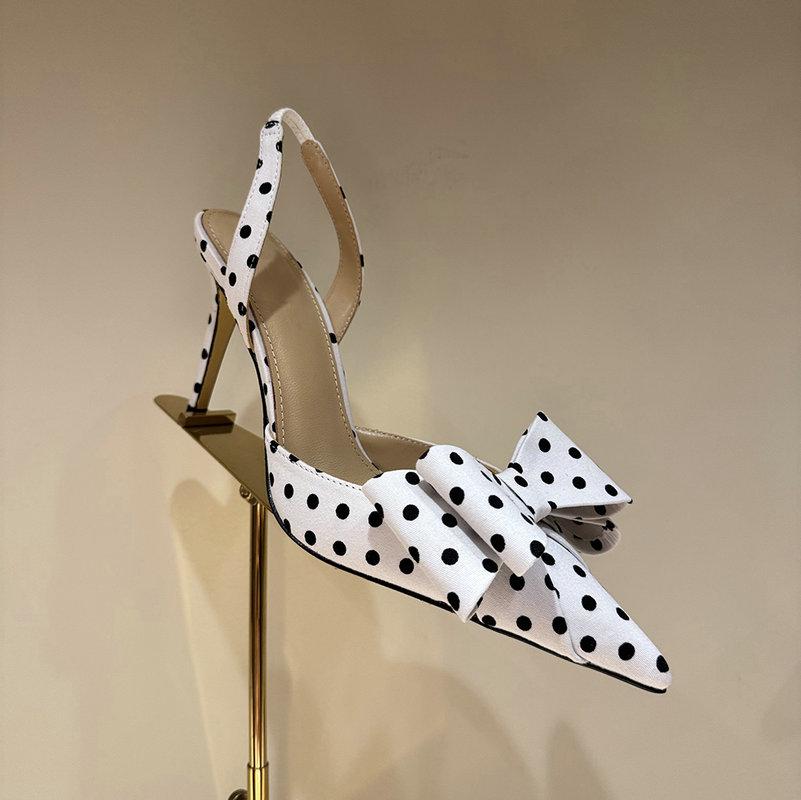 Fashion Bow Pointed-Toe Stiletto High Heels For Women 2025 Summer New Style French Elegant And Stylish Back-Strap Flip-Flops
