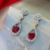 Gica Gema High Carbon Diamond Drop Earrings 925 Sterling Silver 5.5 Carats 9*11mm Red Gemstone Romantic Fine Jewelry Wedding Party Gifts New Trend