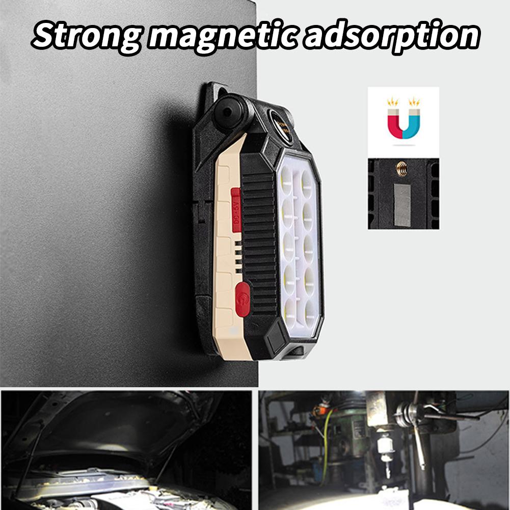 Cob Work Light With Strong Magnet 4 Lighting Modes Usb Rechargeable Multi-Function Maintenance Flashlight For Night Camping Emergency Repair