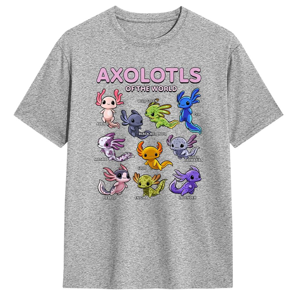 T-shirt da uomo Axolotl Kawaii Axolotl del Mondo Animali Axolotl Magliette in Cotone Manica Corta T-shirt Girocollo Abbigliamento