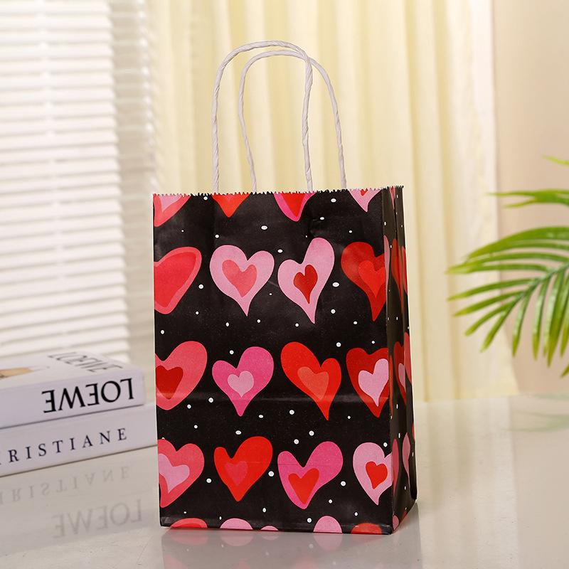5pcs Love Theme Paper Handbag Valentine'S Day Gift Bag Birthday Girls Lady Birth Favors Red Anniversary Party Supply