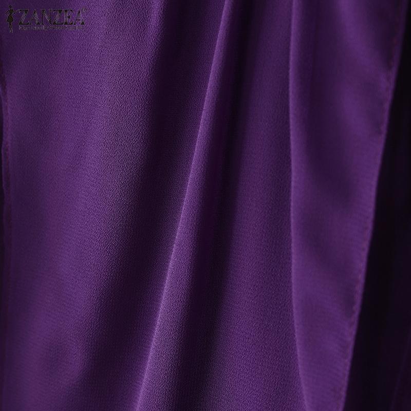 ZANZEA Women Summer Chiffon Splice Half Sleeve Loose Summer Blouse