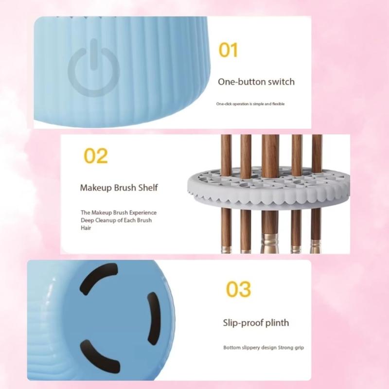 Automatic Rotating Cosmetic Brush Cleaner Electric Makeup Brush Cleaner Multifunctional Cleaning Drying Tool Enduring