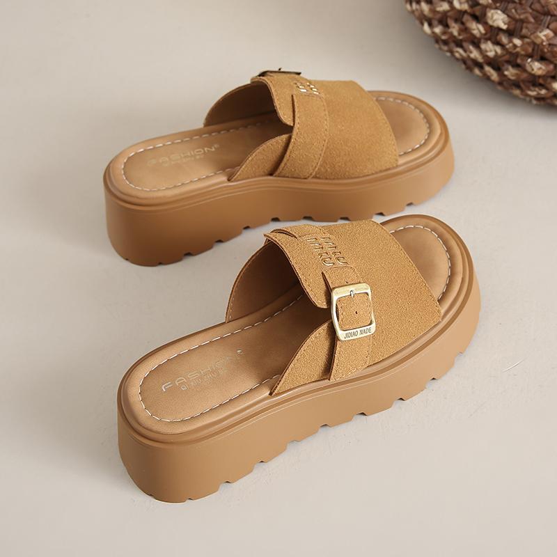 Fashion CRLAYDK Slide Sandals for Women with Soft Footbed Buckle Ladies Fashion Platform Open Toe Walking Casual Outdoor Slippers