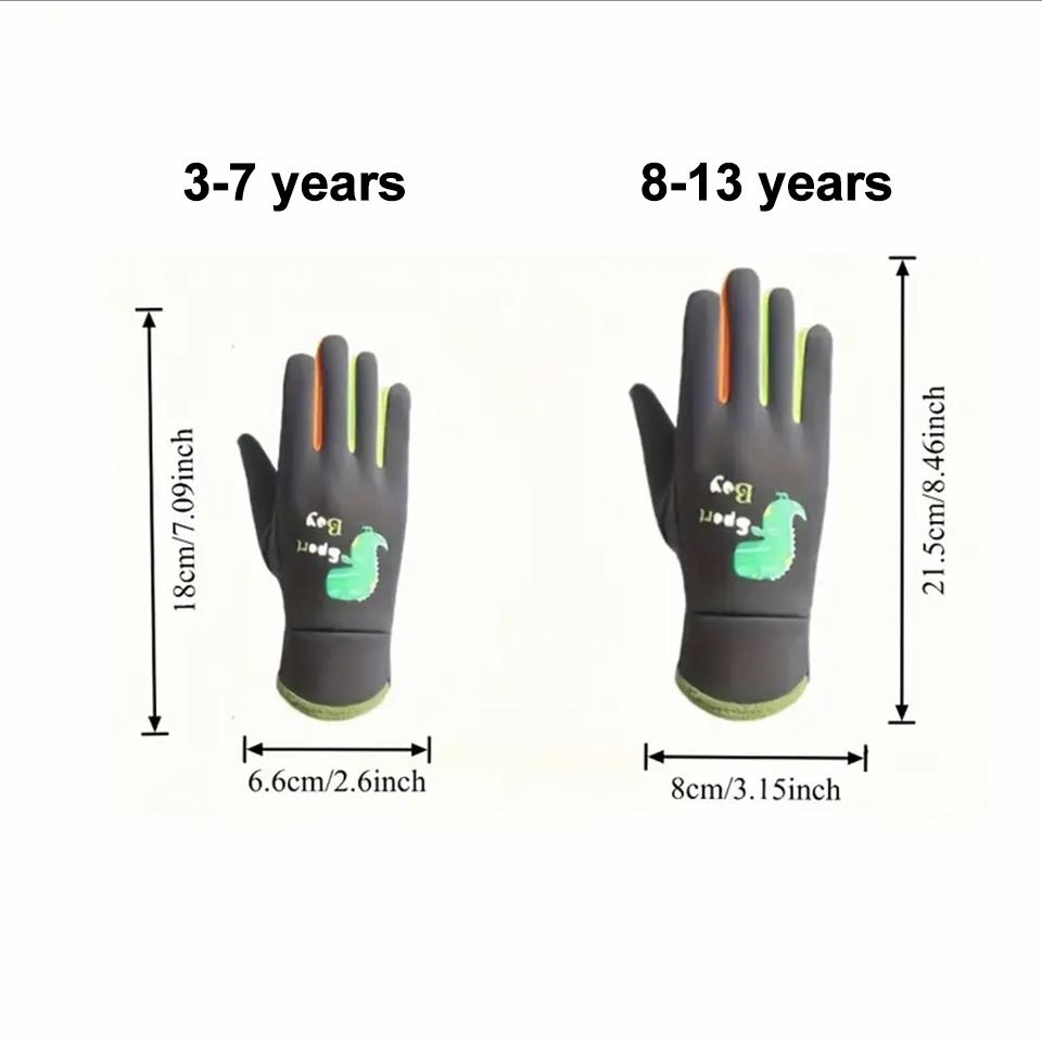 1Pair New Style Children's Gloves Skin-Friendly And Warm Silicone Luminous Cartoon Dinosaur Water-Resistant Fabric Unisex