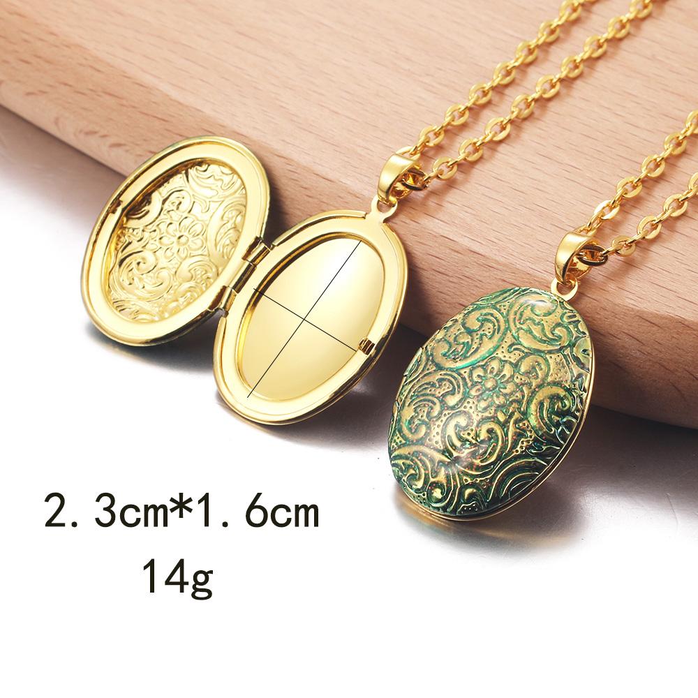 Golden Locket Pendant Mood Necklace Emotion Women Men Lovers Photo Frame Box Choker Necklaces Fashion Love Enamel Jewelry