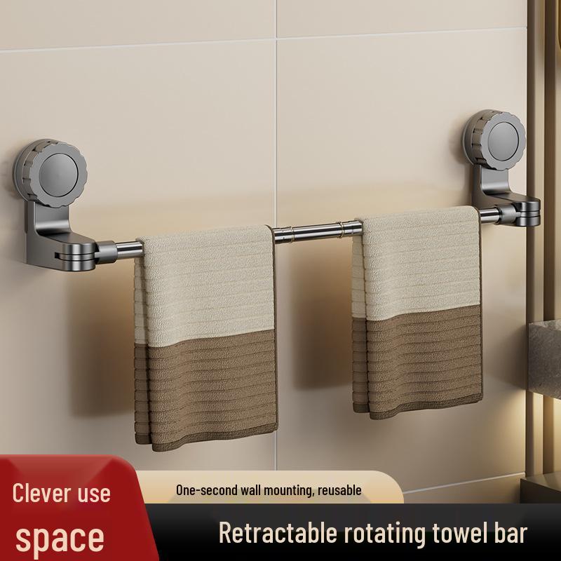 Punch-Free Rotating Towel Rack & Slippers Storage Bar