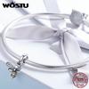 WOSTU 925 Silver Sell Bee Crystal CZ Chain Bead Charms Fit Bracelet Necklace Fashion Jewelry Party Gift CQC821