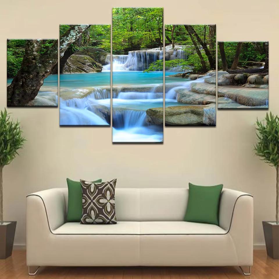 5pcs Landscape Canvas Painting Modern Wall Art Printed Picture Home Decor Mountain Sunset Wall Art for Living Room Decor Unframe