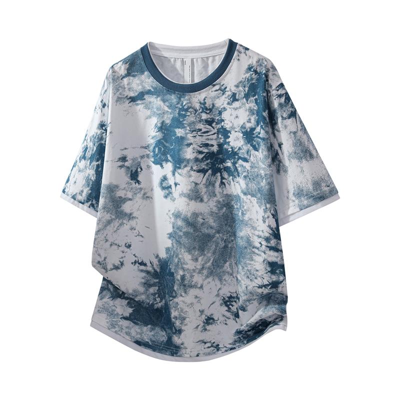 

Short-sleeved T-shirt For Men, Mercerized Cotton Round Neck Half-sleeved T-shirt, Loose Casual Top 3XL синій