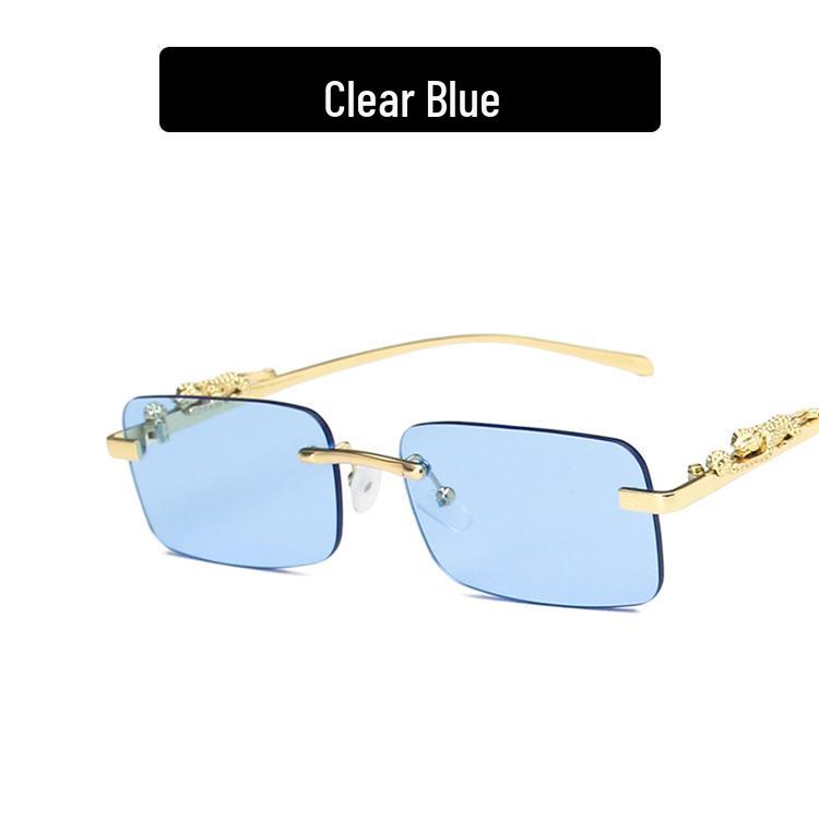 Cheetah Frameless Square Retro Leopard Metal Sunglasses 2022 Trend