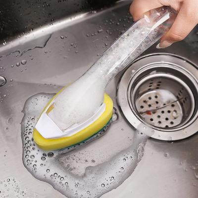 Dispenser voor vloeibare zeep Schotel Reinigingsborstel Spons Vervangingskop Lange steel Wasschotel Pot Scrubber Keukengereedschap