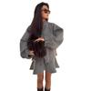 2025 Cross-border European and American Autumn New Cardigan Temperament Crew Neck Plush Knitted Jacket Top A-word Skirt