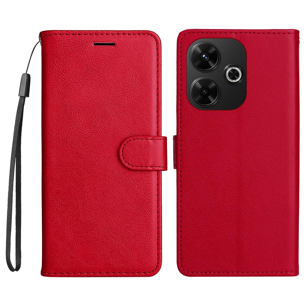 For Xiaomi Redmi 13 5G/13 4G Case Solid Color Leather Mobile Cover Wallet Stand with Strap