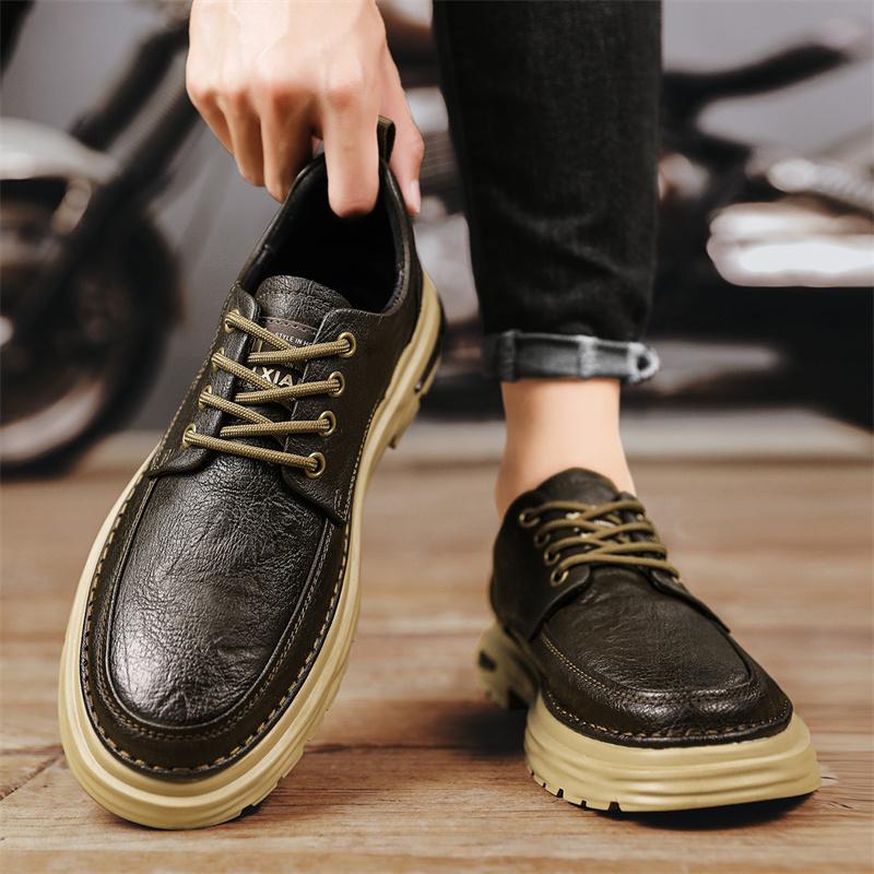 Fashion Casual Shoes Mens Lace Up Oxfords Fashion Trends Brand Top Quality 2024 Comfortable Outdoor Non-slip Shoes Mens Leather Sneakers