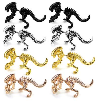 2 ks/Páry Módní přívěsek 3D Strašidelný Monstrum Mimozemšťan Piercing do ucha Černá barva Dinosaurus Zirkon Pro Ženy Muže Halloweenský Dárek