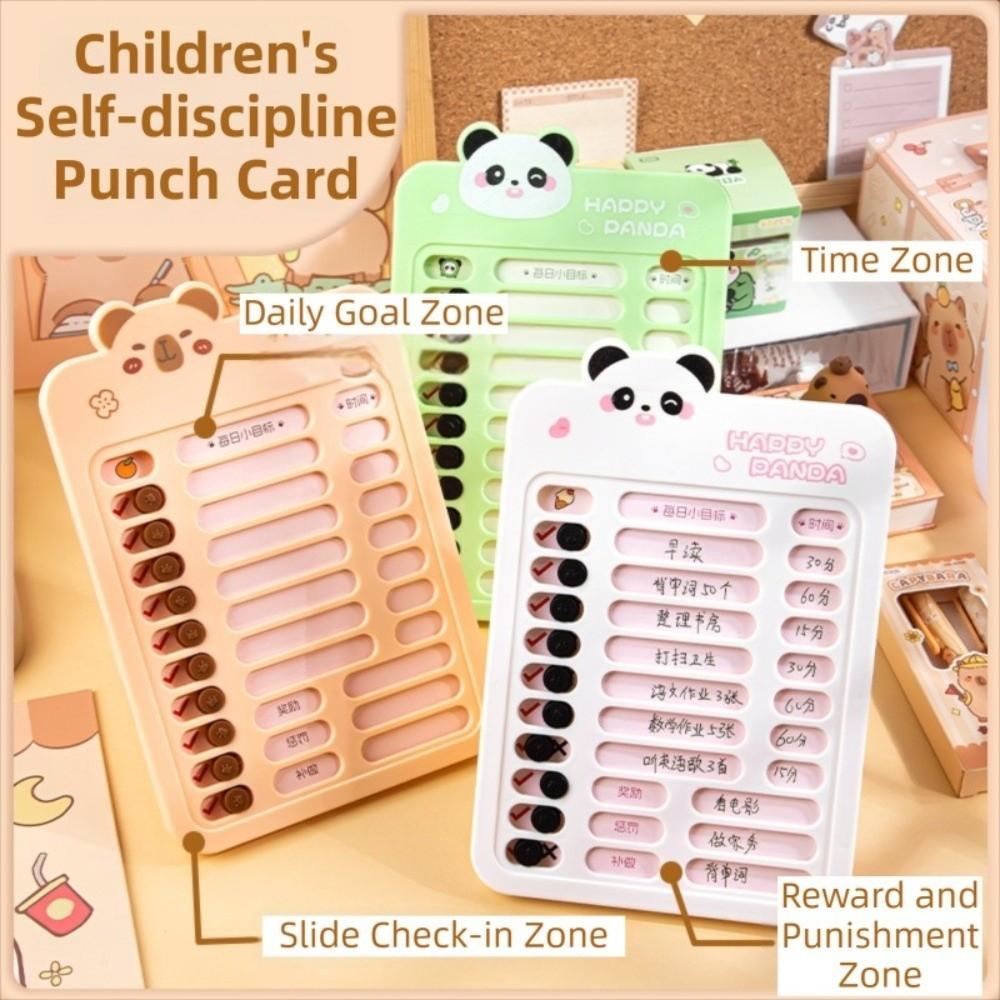 1 Set Chore Chart Children's Self-discipline Punch Card Panda To Do List Reminder  Board  Stationary