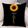 Simple Stylish Sunflower Cushion Cover Natural Linen Organic Fabric DoubleSided Printing Breathable For Decor