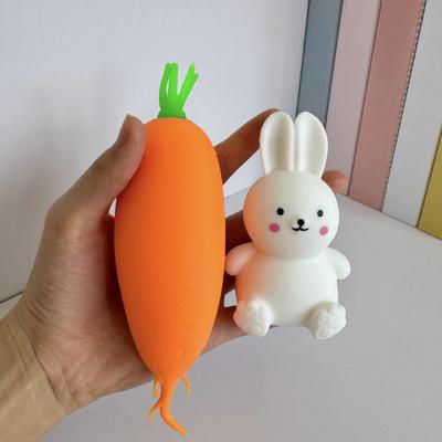 1/2Pcs Simulation Carrot Rabbit Squeeze Toy Stress Anxiety Relief Bunny Vegetable Sensory Toy Soft TPR Calming
