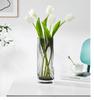 Creative Gray Pleated Glass Vase for Fresh Flowers and Lilies – Twisted Pattern Living Room Ornament