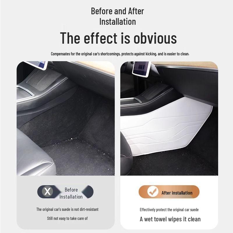 Nappa Leather Anti-Kick Pads for Model 3/Y Console Sides - Stain-Resistant Interior Protection